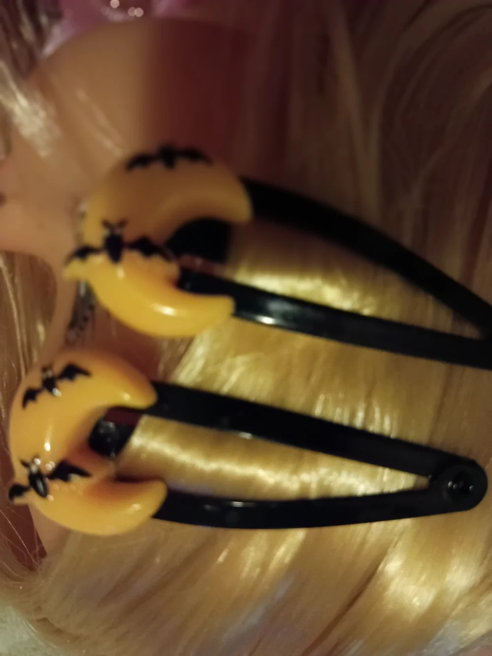 Black and Yellow Crescent Moon Hair Clips - Women Accessories